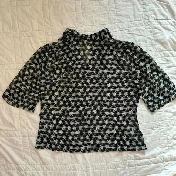 Y2K funky geometric  Black and white sheer chiffon Worthington women’s medium - Picture 7 of 8